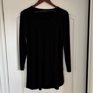 Eileen Fisher Black Long Sleeve Top‎ Long Viscose Spandex Stretch Comfort Small